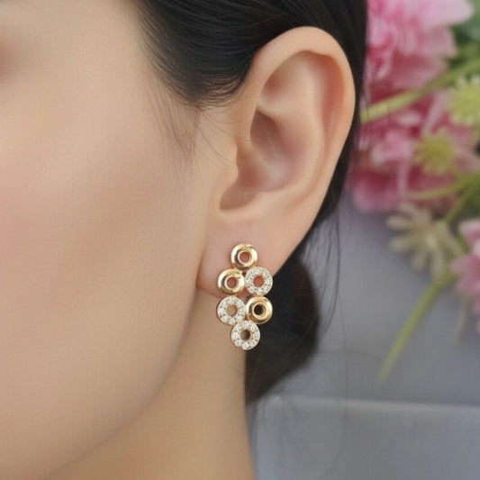 Elegant Rose Gold Stone Stud Earrings | Daily & Party Wear