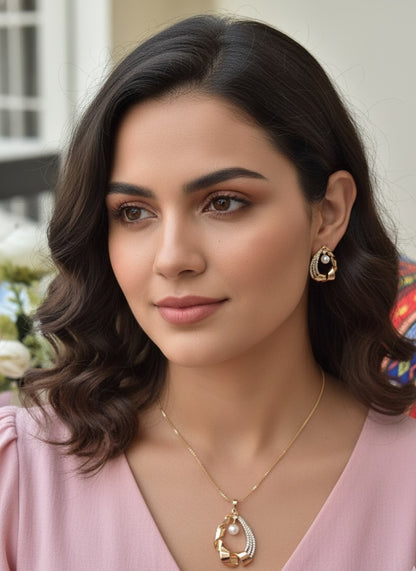 Modern Teardrop Pave Crystal Jewelry Set