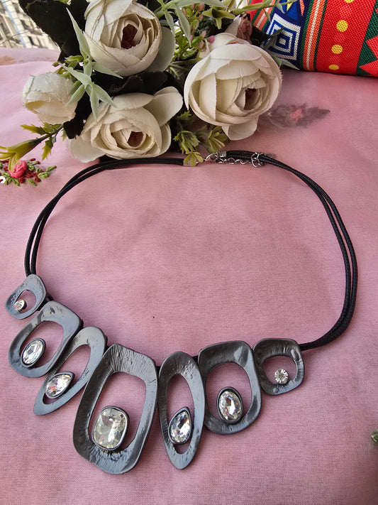 Abstract Black Resin Statement Necklace