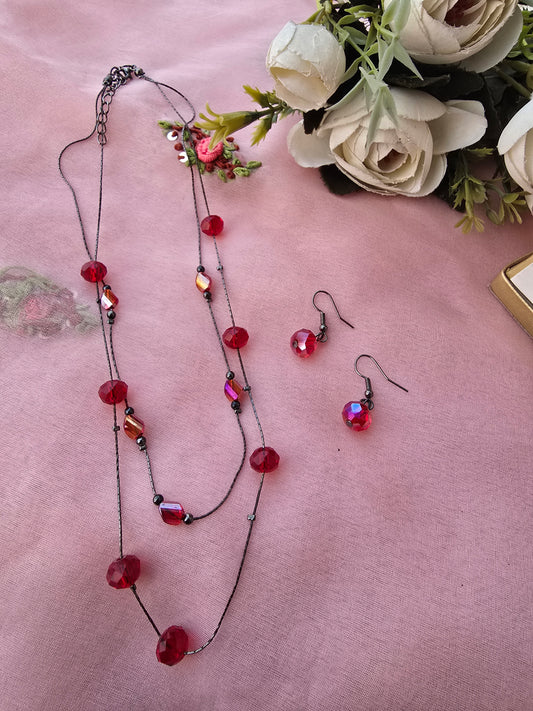 Red Bead Dangle Necklace