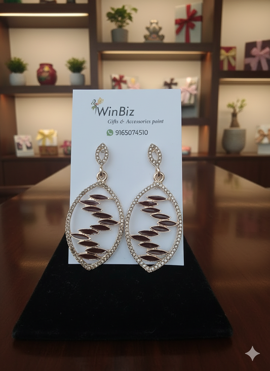 Rose Gold Leaf Dangle Earrings