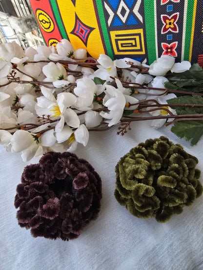 Velvet Puff Ball Hair Ties (set of 2)