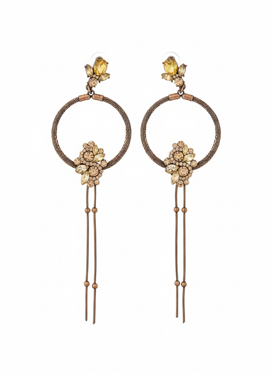 Vintage-style drop hoop earrings