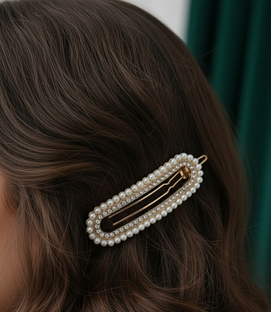 Pearl and Rhinestone Hair Clip