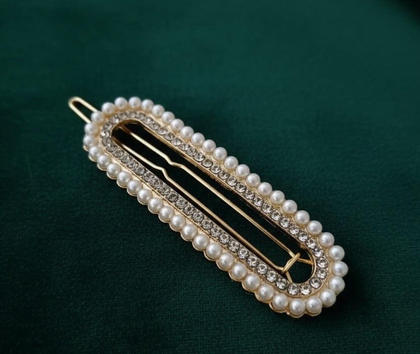 Pearl and Rhinestone Hair Clip