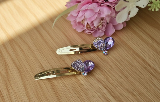 Heart Rhinestone Hair Clips