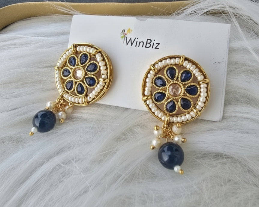 Multi-Strand Pearl & Blue Pendant Set