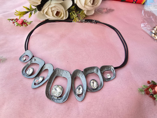 Abstract Black Resin Statement Necklace