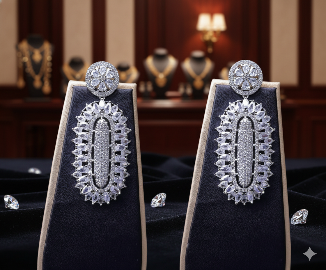 Tiered Rhinestone Statement Earrings