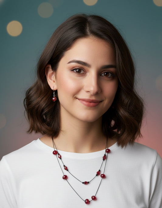 Red Bead Dangle Necklace