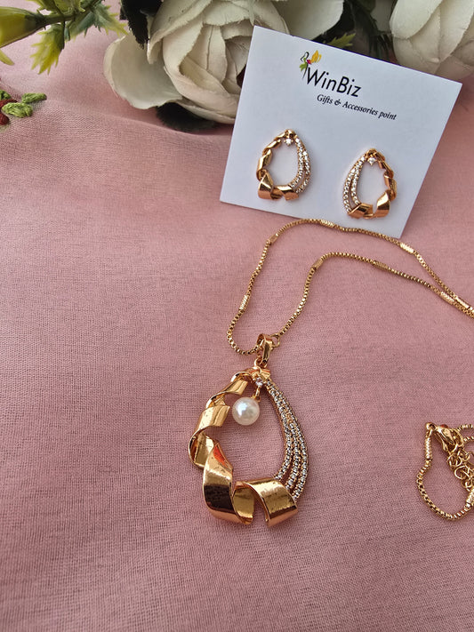 Modern Teardrop Pave Crystal Jewelry Set