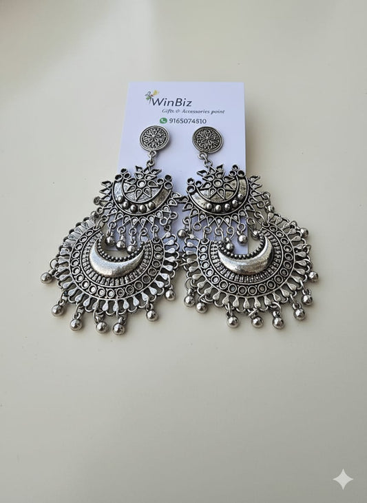 Oxidized Chandbali Earrings