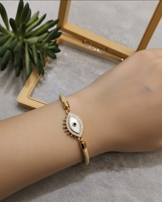 Mother-of-Pearl Evil Eye Cord Bracelet