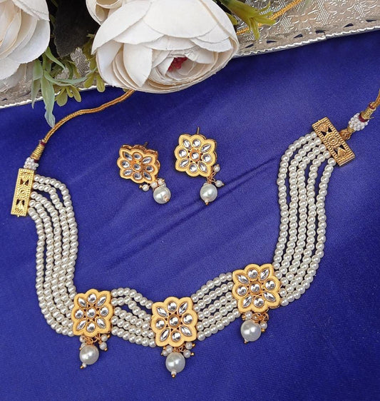 Multi-Strand Pearl & Kundan Choker Set