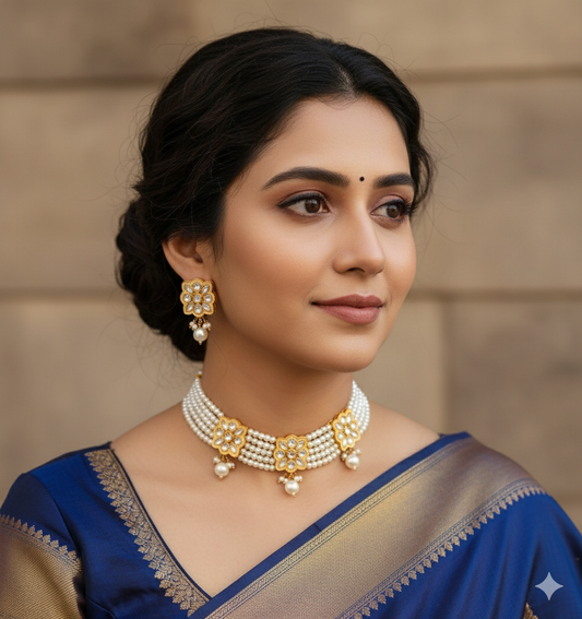 Multi-Strand Pearl & Kundan Choker Set