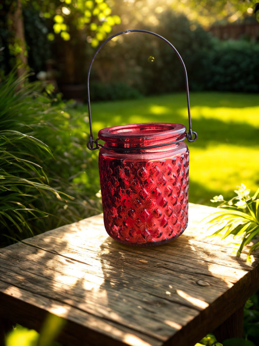 Red Glass Candle/ Volative Holder