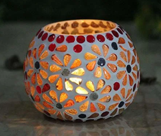 Mosaic Glass Candle Holder