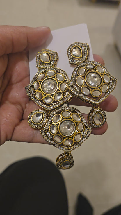 Sparkle Style Kundan Bridal Necklace Set with Statement Earrings | Traditional Gold Finish Wedding Jewellery