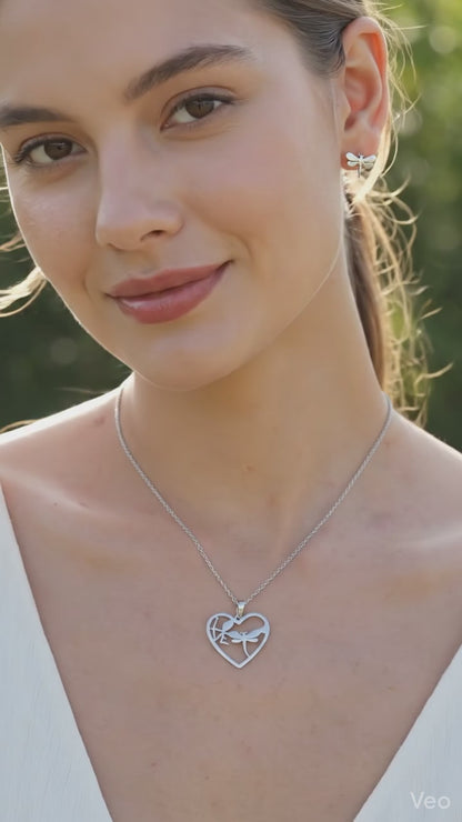 Stainless Steel Heart Pendant Necklace & Stud Earrings Set for Girls – Daily Wear Jewellery