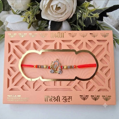 Designer Ganesha Rakhi with Roli Chawal | Premium Ganpati Rakhi for Brother | Raksha Bandhan Gift