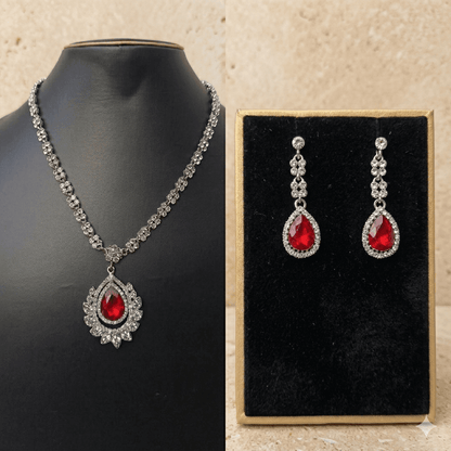 Ruby Royale American Diamond Necklace Set