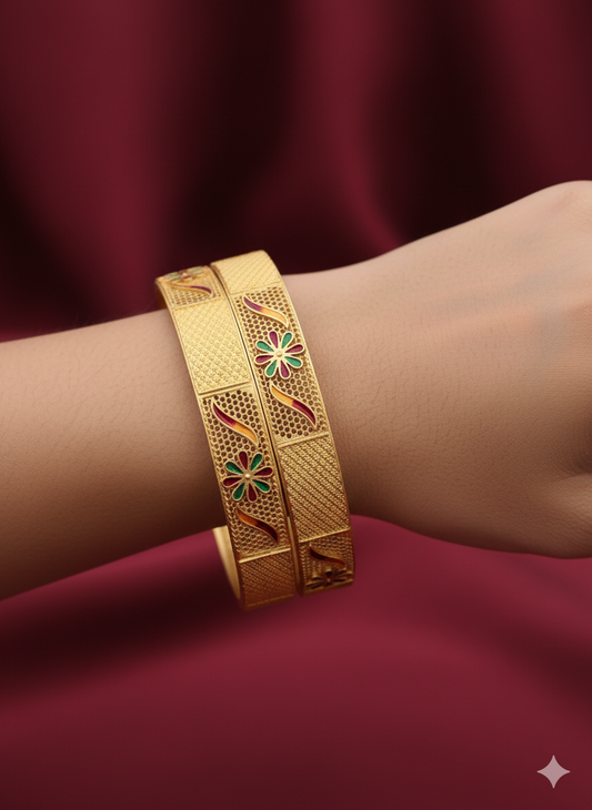 Matte Finish Golden Bangles Set of 2