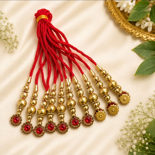 Designer Golden Lumba Rakhi for Bhabhi | Single Piece Beaded Tassel Lumba