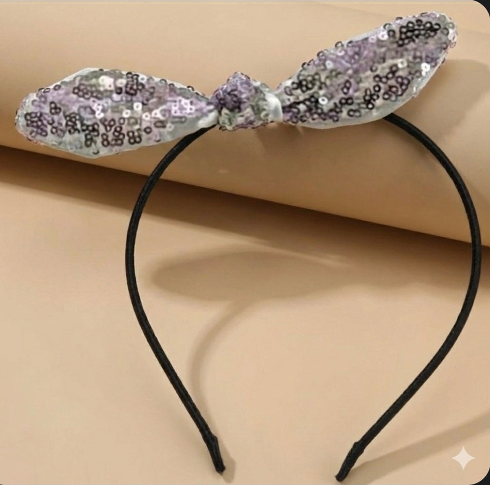 Metal Hairband with Sequin Bow