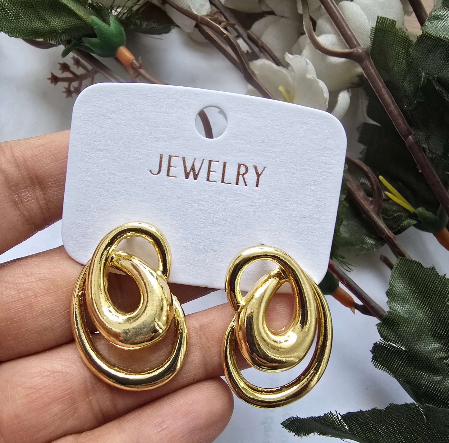 Elegant Gold Plated Abstract Loop Earrings for Women | Statement Party Jewelry