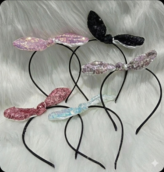 Metal Hairband with Sequin Bow