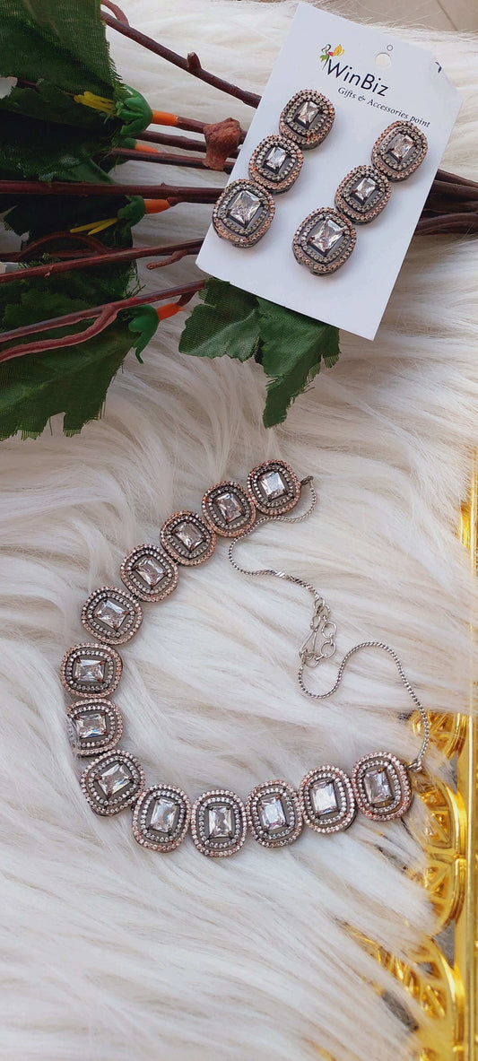 Dual tone AD set with Rhodium Polish