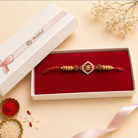 Rudraksha AD Rakhi for Brother | Elegant Raksha Bandhan Rakhi