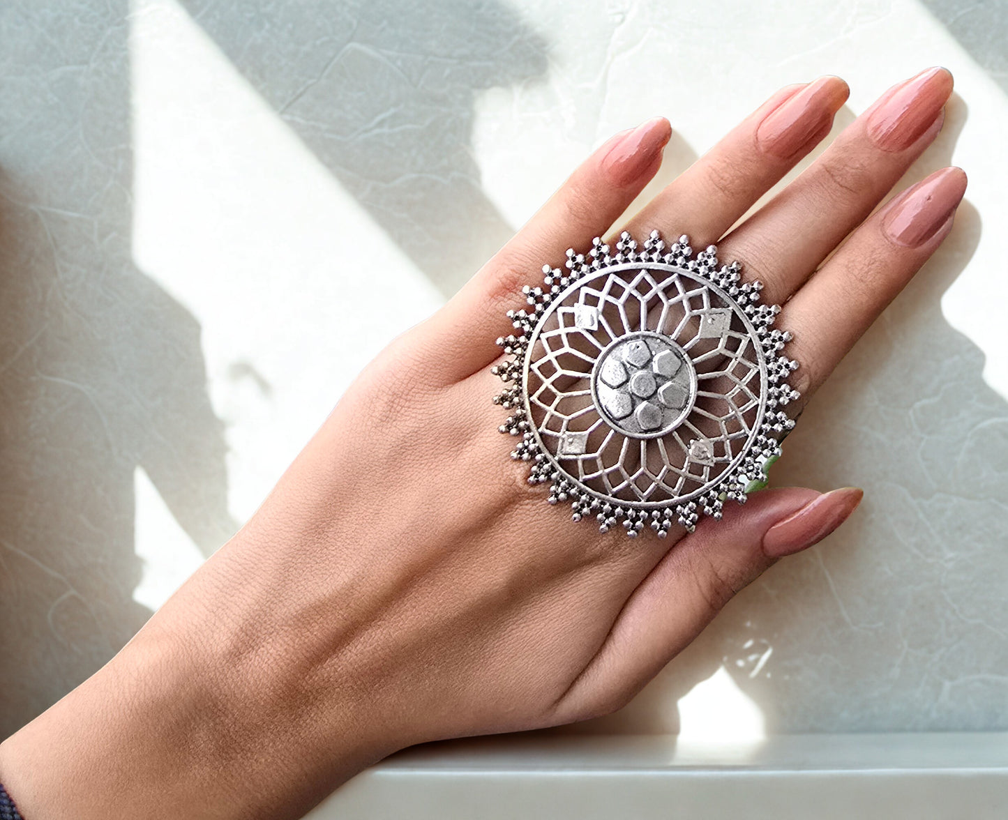 Oxidised Adjustable Finger Ring