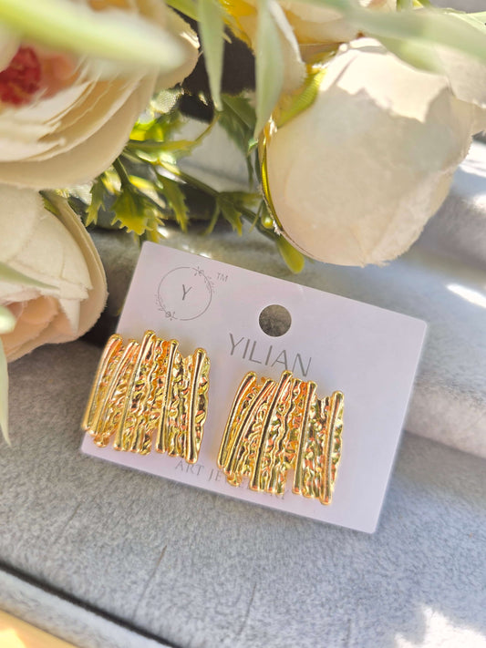 Antitarnish Hammered Square Earrings