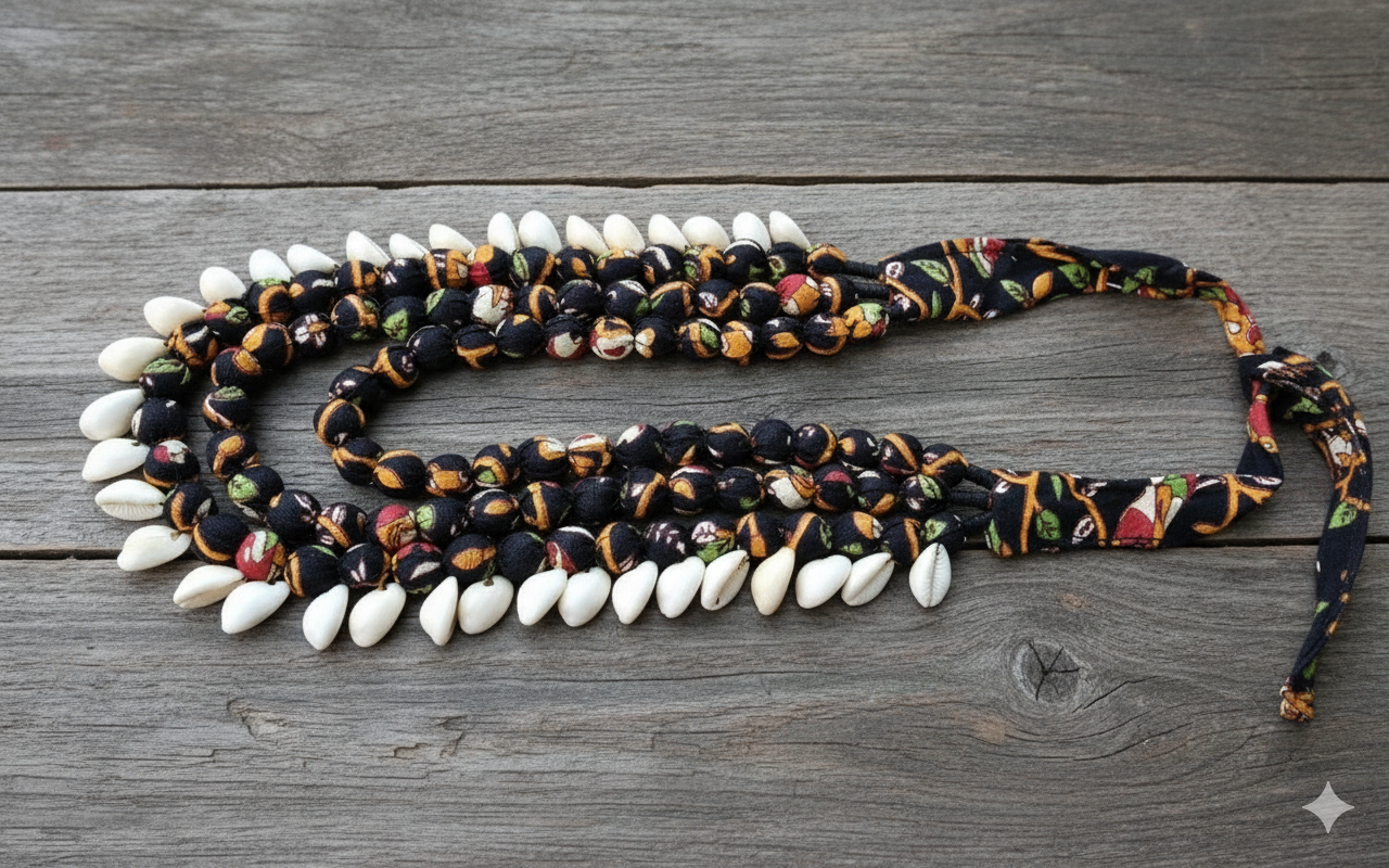 Handmade Three Layered neckpiece with Kaudi Beads