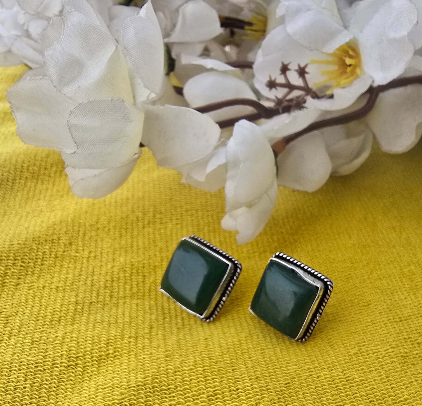 Square Opal Studs