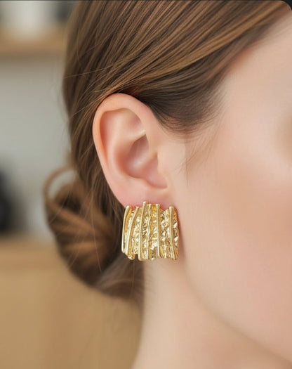 Antitarnish Hammered Square Earrings