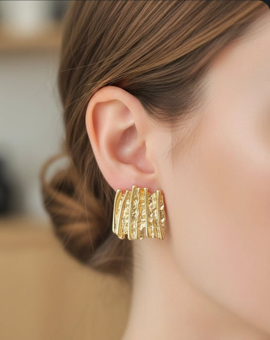 Antitarnish Hammered Square Earrings