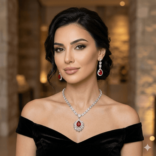 Ruby Royale American Diamond Necklace Set