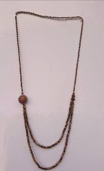 Shimmery Crystal Beaded Long Necklace