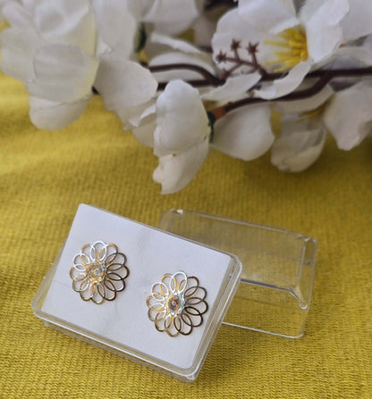 Dual Tone Floral Earrings