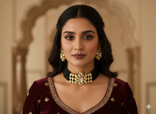 Kundan Choker with Black Onyx Beads