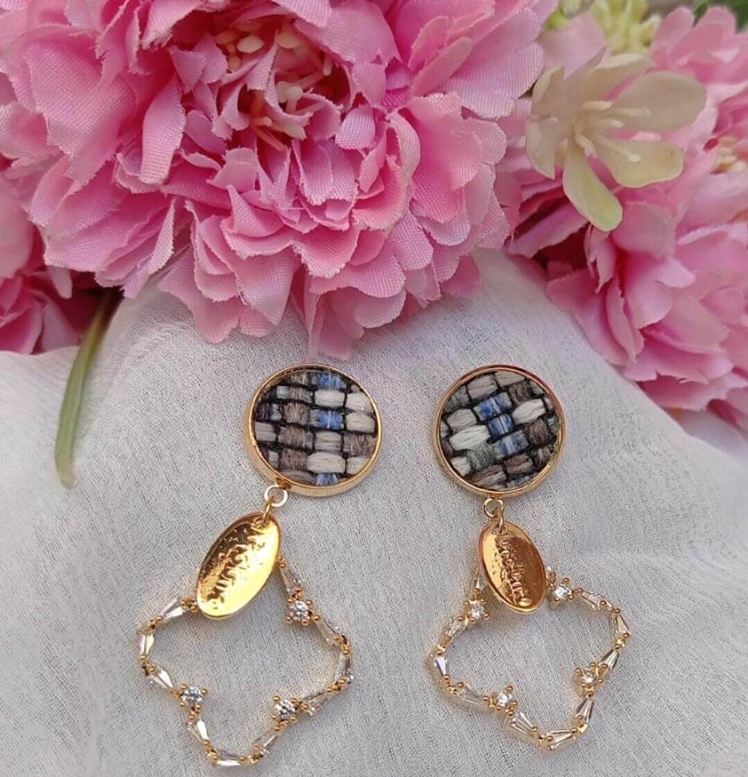 Textured Stud with Love Charm Drop