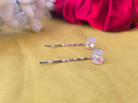 Bob Pins with a Rhinestone and CZ Studded Heart
