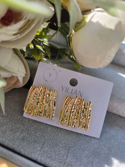 Antitarnish Hammered Square Earrings