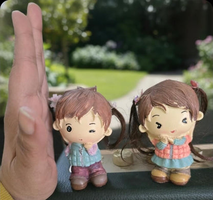 Cute Twin Girl Figurines for Home Décor | Adorable Resin Showpiece Gift