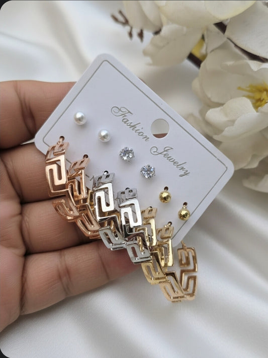 Hoops & Studs Set in three tones