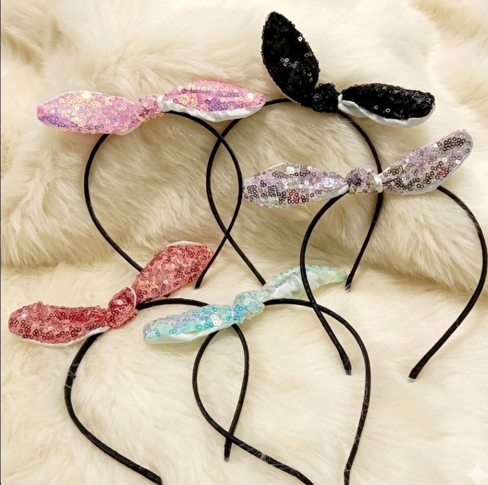 Metal Hairband with Sequin Bow