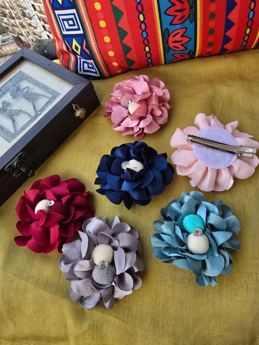 Satin Flower Clips