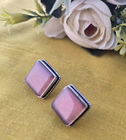 Square Opal Studs